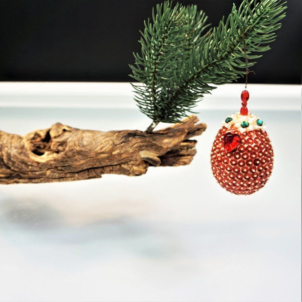 Christmas Ornament Sequined Jeweled Egg Vintage Tree Decoration